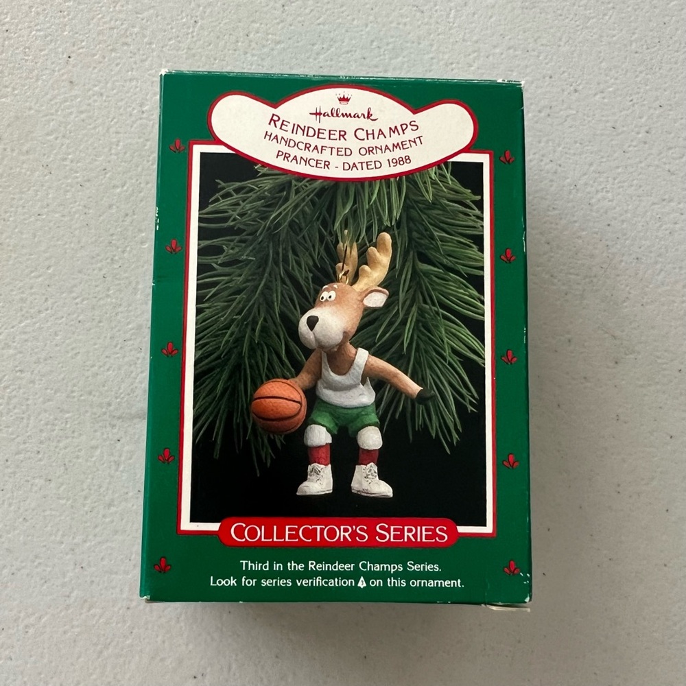 Hallmark Ornament Christmas Prancer 3rd in Reindeer Champs Dated 1988